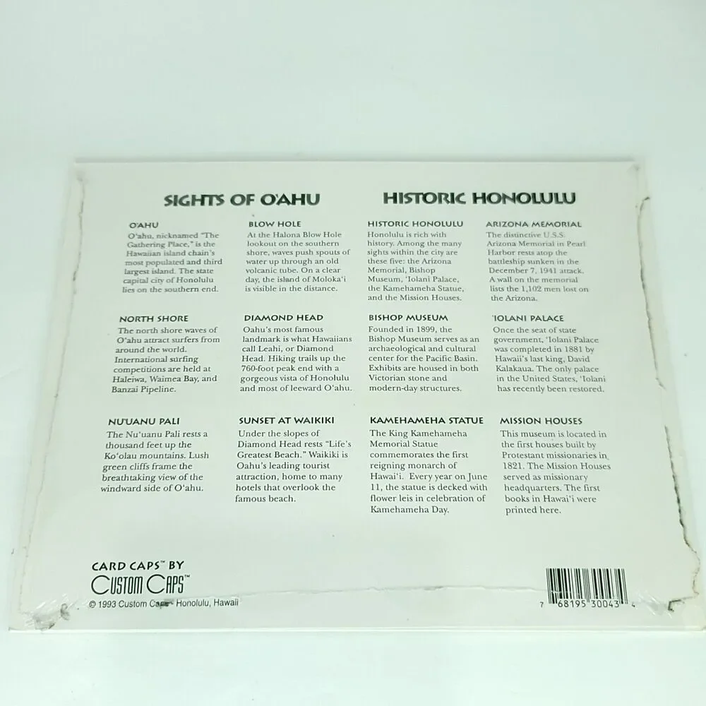 Pogs Sights of O'ahu Historic Honolulu Custom Caps Sealed On Card NEW